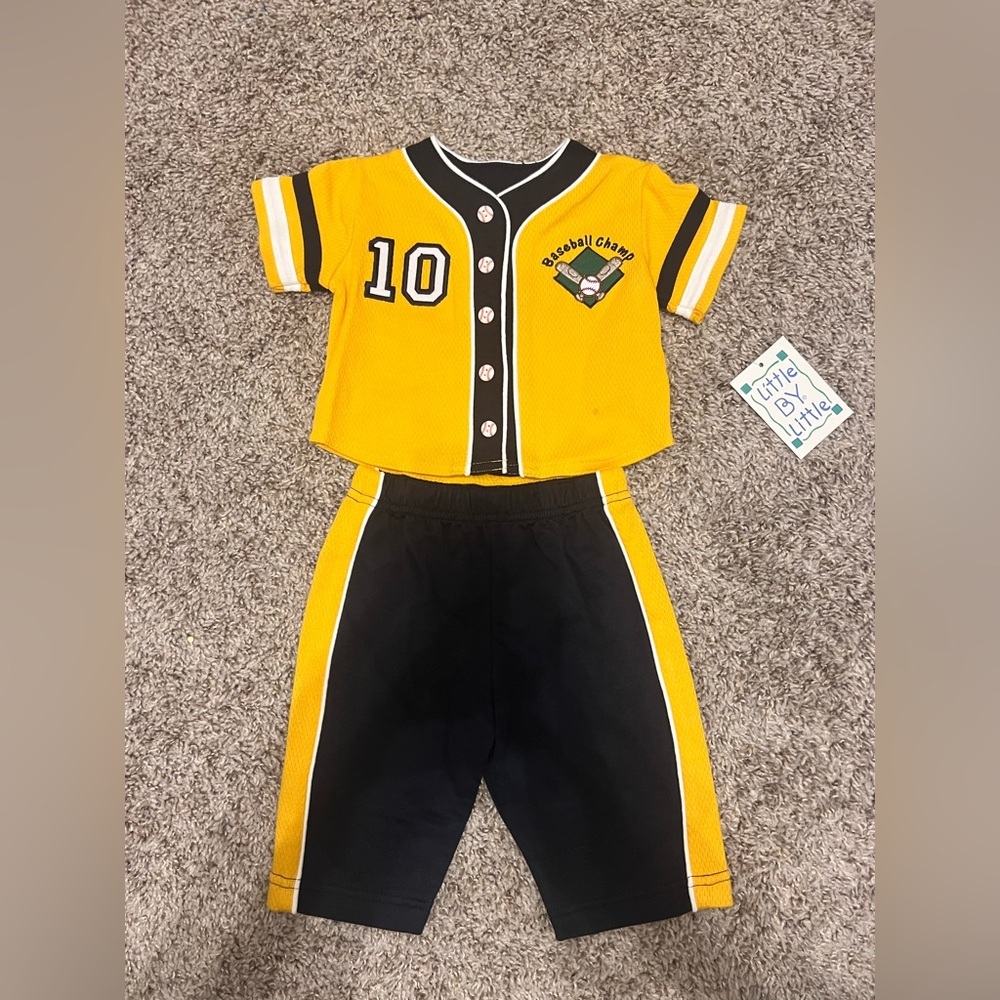 NWT: Vintage Little by Little Two Piece Baseball Set size 3/6 months
